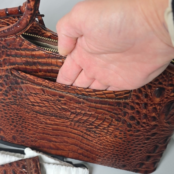 Brahmin Rich Brown Crocodile Embossed Satchel Set - Picture 4 of 15